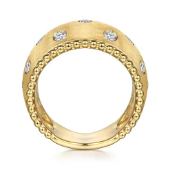 Clearance Gabriel & Co. 14K Yellow Gold Bujukan Diamond Ladies Wide Band Ring