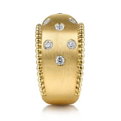 Clearance Gabriel & Co. 14K Yellow Gold Bujukan Diamond Ladies Wide Band Ring