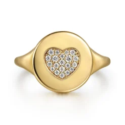 Online Gabriel & Co. 14K Yellow Gold Bujukan diamond heart Signet Ring
