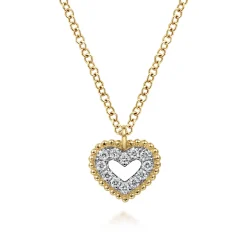 Sale Gabriel & Co. 14K Yellow Gold Bujukan Diamond Pave Heart Pendant Necklace