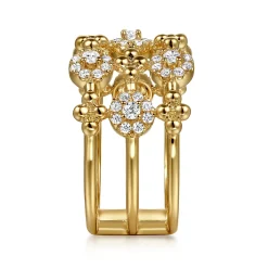 Clearance Gabriel & Co. 14K Yellow Gold Bujukan Diamond Cluster Wide Band Ring