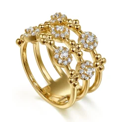 Clearance Gabriel & Co. 14K Yellow Gold Bujukan Diamond Cluster Wide Band Ring