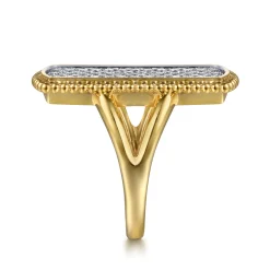 Sale Gabriel & Co. 14K Yellow Gold Bujukan Diamond Cluster Signet Ring