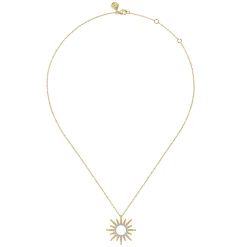 Hot Gabriel & Co. 14K Yellow Gold Bujukan Diamond Sunburst Pendant Necklace