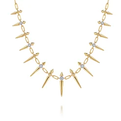 Outlet Gabriel & Co. 14K Yellow Gold Bujukan Diamond Spike Droplet Necklace