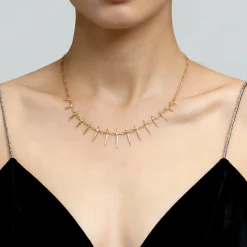 Outlet Gabriel & Co. 14K Yellow Gold Bujukan Diamond Spike Droplet Necklace