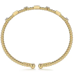Discount Gabriel & Co. 14K Yellow Gold Bujukan Double Rows Baguette Diamond Fashion Bangle