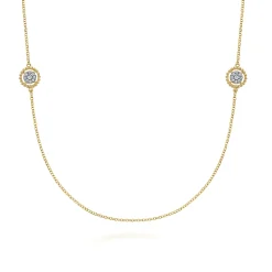 Clearance Gabriel & Co. 14K Yellow Gold Bujukan Double Sided Diamond Station Necklace
