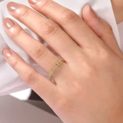 Gabriel & Co. 14K Yellow Gold Bujukan Emerald Stackable Ring