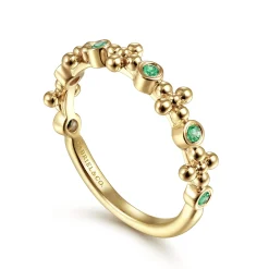 Gabriel & Co. 14K Yellow Gold Bujukan Emerald Stackable Ring