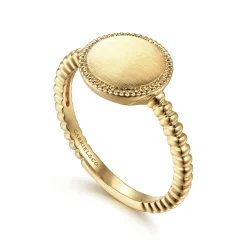 Outlet Gabriel & Co. 14K Yellow Gold Bujukan Engravable Signet Ring