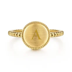 Outlet Gabriel & Co. 14K Yellow Gold Bujukan Engravable Signet Ring