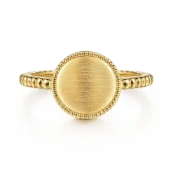 Outlet Gabriel & Co. 14K Yellow Gold Bujukan Engravable Signet Ring