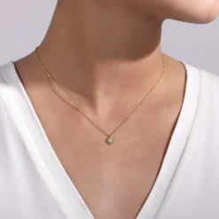 Discount Gabriel & Co. 14K Yellow Gold Bujukan Floating Diamond Pendant Necklace