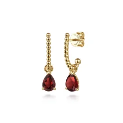 Discount Gabriel & Co. 14K Yellow Gold Bujukan Garnet J Hoop Earrings