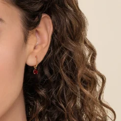 Discount Gabriel & Co. 14K Yellow Gold Bujukan Garnet J Hoop Earrings