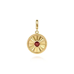 Sale Gabriel & Co. 14K Yellow Gold Bujukan Garnet Medallion Pendant With Detachable Bail