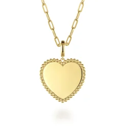 New Gabriel & Co. 14K Yellow Gold Bujukan Heart Personalized Medallion Pendant With Detachable Bail