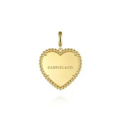 New Gabriel & Co. 14K Yellow Gold Bujukan Heart Personalized Medallion Pendant With Detachable Bail