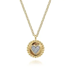Sale Gabriel & Co. 14K Yellow Gold Bujukan Heart Pendant Necklace with Diamonds