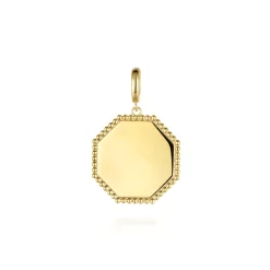 Hot Gabriel & Co. 14K Yellow Gold Bujukan Hexagon Personalized Medallion Pendant With Detachable Bail