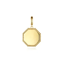 Clearance Gabriel & Co. 14K Yellow Gold Bujukan Hexagon Personalized Medallion Pendant With Detachable Bail
