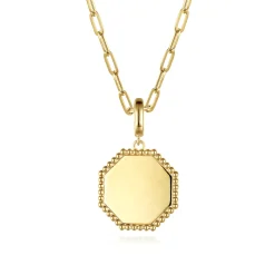 Clearance Gabriel & Co. 14K Yellow Gold Bujukan Hexagon Personalized Medallion Pendant With Detachable Bail