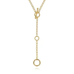 Clearance Gabriel & Co. 14K Yellow Gold Bujukan Hollow Tube Y-Knot Necklace