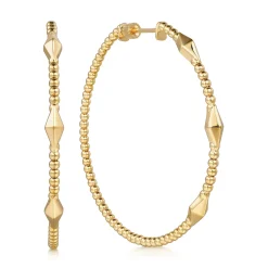 Clearance Gabriel & Co. 14K Yellow Gold Bujukan Hoop Rhombus Earrings in size 50mm