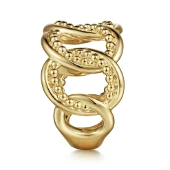 Discount Gabriel & Co. 14K Yellow Gold Bujukan Intertwining Link Wide Band Ring