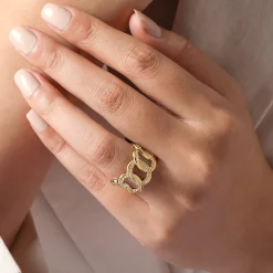 Discount Gabriel & Co. 14K Yellow Gold Bujukan Intertwining Link Wide Band Ring