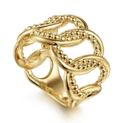 Discount Gabriel & Co. 14K Yellow Gold Bujukan Intertwining Link Wide Band Ring