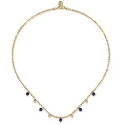 Online Gabriel & Co. 14K Yellow Gold Bujukan Lapis and White Sapphire Droplet Necklace