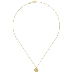 New Gabriel & Co. 14K Yellow Gold Bujukan Medallion Necklace with Starburst Diamond Center