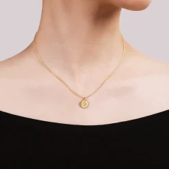 New Gabriel & Co. 14K Yellow Gold Bujukan Medallion Necklace with Starburst Diamond Center