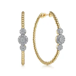 Online Gabriel & Co. 14K Yellow Gold Bujukan 40mm Pave Diamond Hoop Earrings