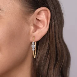 Online Gabriel & Co. 14K Yellow Gold Bujukan 40mm Pave Diamond Hoop Earrings