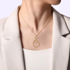 Clearance Gabriel & Co. 14K Yellow Gold Bujukan Multi Circle Pendant Necklace