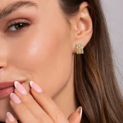 Clearance Gabriel & Co. 14K Yellow Gold Bujukan Multi Row Diamond Huggie Earrings