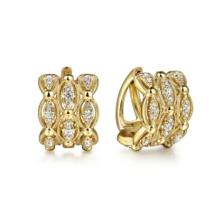 Clearance Gabriel & Co. 14K Yellow Gold Bujukan Multi Row Diamond Huggie Earrings