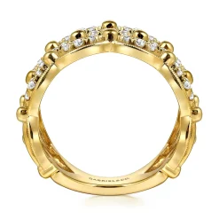 Best Gabriel & Co. 14K Yellow Gold Bujukan Multi Row Diamond Wide Band Ring