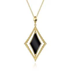 Sale Gabriel & Co. 14K Yellow Gold Bujukan Onyx Rhombus Pendant Necklace