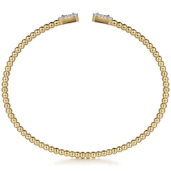Hot Gabriel & Co. 14K Yellow Gold Bujukan Open Cuff Bracelet with Diamond Baguettes