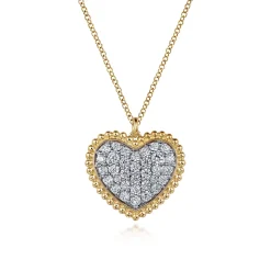 Online Gabriel & Co. 14K Yellow Gold Bujukan Pave Diamond Heart Necklace