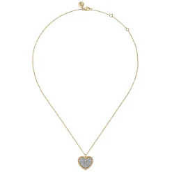 Online Gabriel & Co. 14K Yellow Gold Bujukan Pave Diamond Heart Necklace