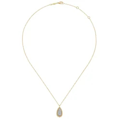 Sale Gabriel & Co. 14K Yellow Gold Bujukan Pave Diamond Teardrop Pendant Necklace