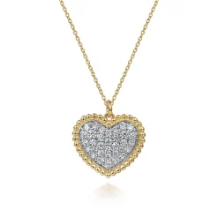 Online Gabriel & Co. 14K Yellow Gold Bujukan Pave Diamond Heart Necklace