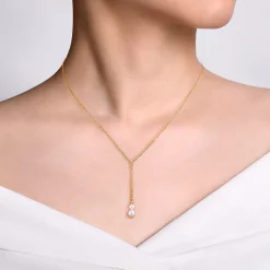 New Gabriel & Co. 14K Yellow Gold Bujukan Pearl Drop Necklace
