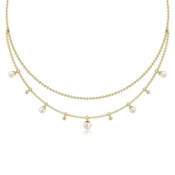 Best Gabriel & Co. 14K Yellow Gold Bujukan Pearl Layered Necklace