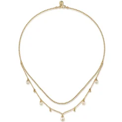 Best Gabriel & Co. 14K Yellow Gold Bujukan Pearl Layered Necklace